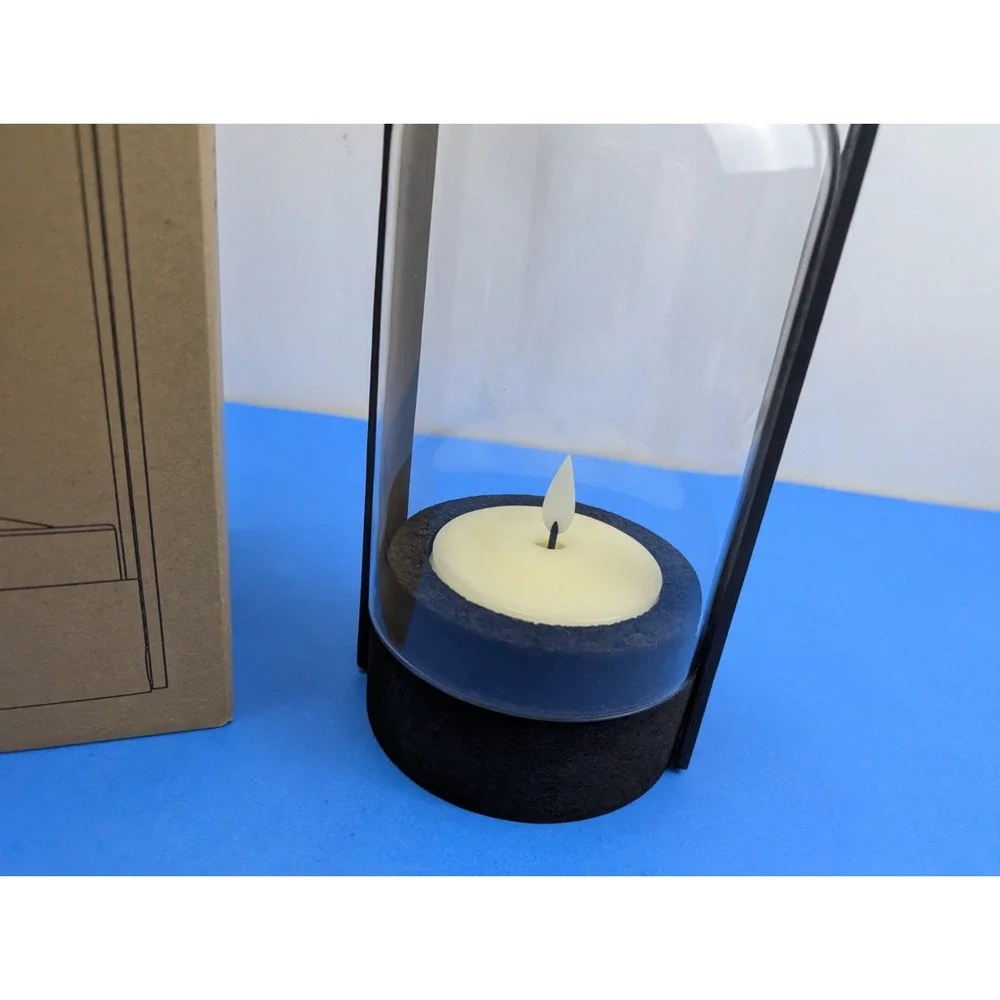 Le Klint Candlelight Electric Lantern Black Cork Oak Glass LED LK380 New